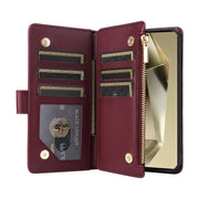 For Samsung Galaxy S24 Ultra 5G Crossbody Zipper Wallet Rhombus Leather Phone Case(Wine Red)