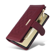 For Samsung Galaxy S24 Ultra 5G Crossbody Zipper Wallet Rhombus Leather Phone Case(Wine Red)
