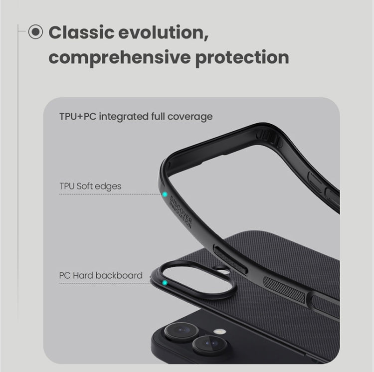For iPhone 16 NILLKIN Frosted Shield Pro PC + TPU Phone Case(Black)