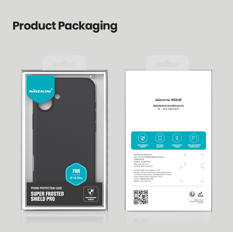 For iPhone 16 NILLKIN Frosted Shield Pro PC + TPU Phone Case(Black)