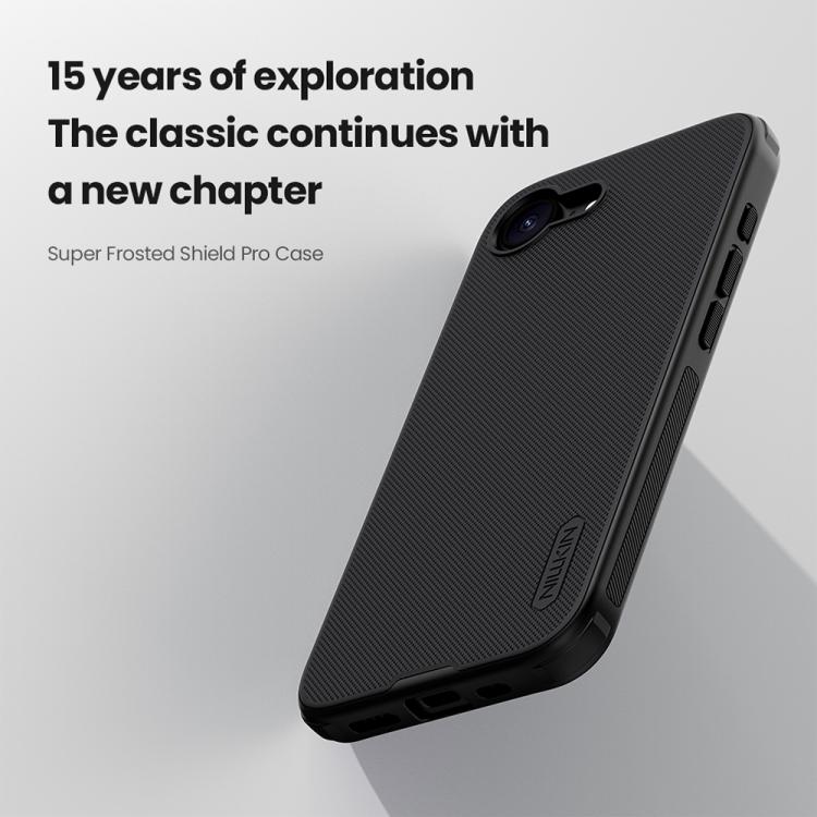 For iPhone 16e NILLKIN Frosted Shield Pro PC + TPU Phone Case(Black) - iPhone 16e Cases by NILLKIN | Online Shopping South Africa | PMC TechLife | Buy Now Pay Later Mobicred