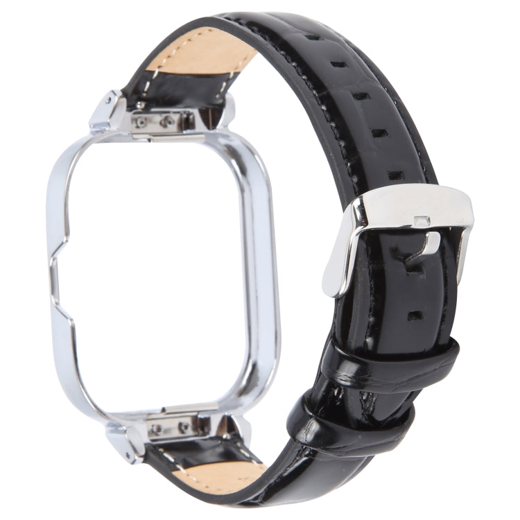 For Redmi Watch 4 Metal Silver Frame Genuine Leather Watch Band(Bamboo Black) - free shipping - PMc TechLife - Order now!