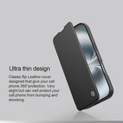 For iPhone 16 NILLKIN Qin Prop Series Flip Camera Cover Design Leather Phone Case(Brown)