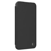 For iPhone 16 NILLKIN Qin Prop Series Flip Camera Cover Design Leather Phone Case(Plain Leather Black)