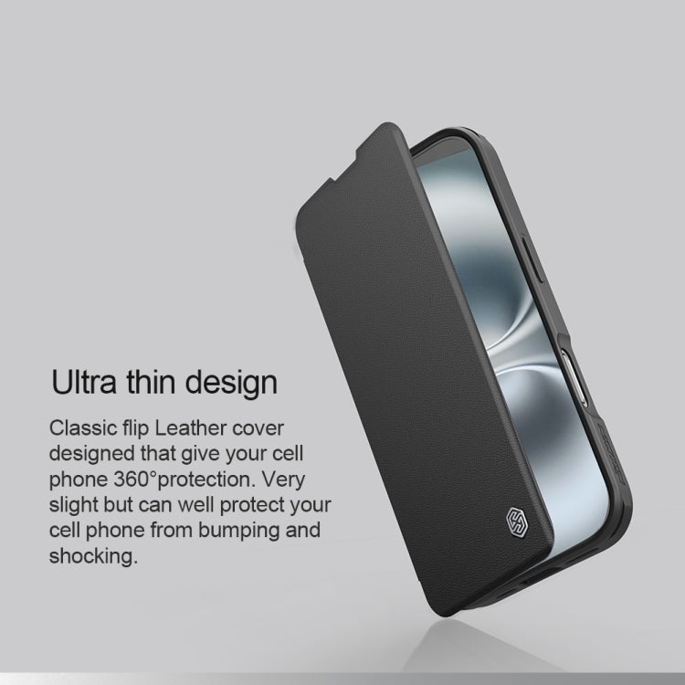 For iPhone 16 NILLKIN Qin Prop Series Flip Camera Cover Design Leather Phone Case(Plain Leather Black) - free shipping - PMC Jewellery - Order now!