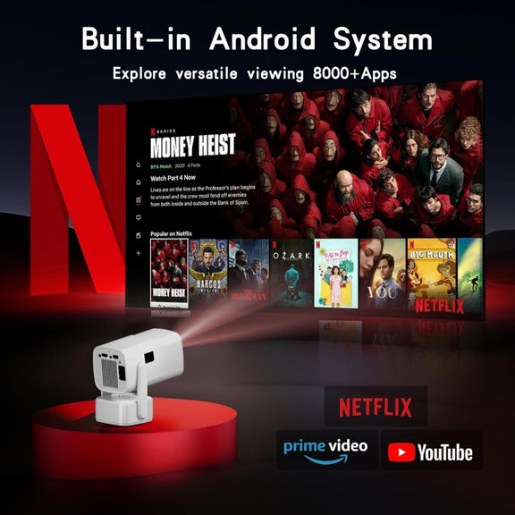 Y7S 720P Android 11 OS Portable Home WiFi Projector with Speaker, CPU:Allwinner H713(UK Plug)