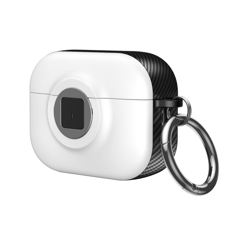 For AirPods Pro 2 Camera Series PC + TPU Headset Shockproof Carbon Fibre Case(White) - For AirPods Pro 2 by PMC Jewellery | Online Shopping South Africa | PMC Jewellery | Buy Now Pay Later Mobicred