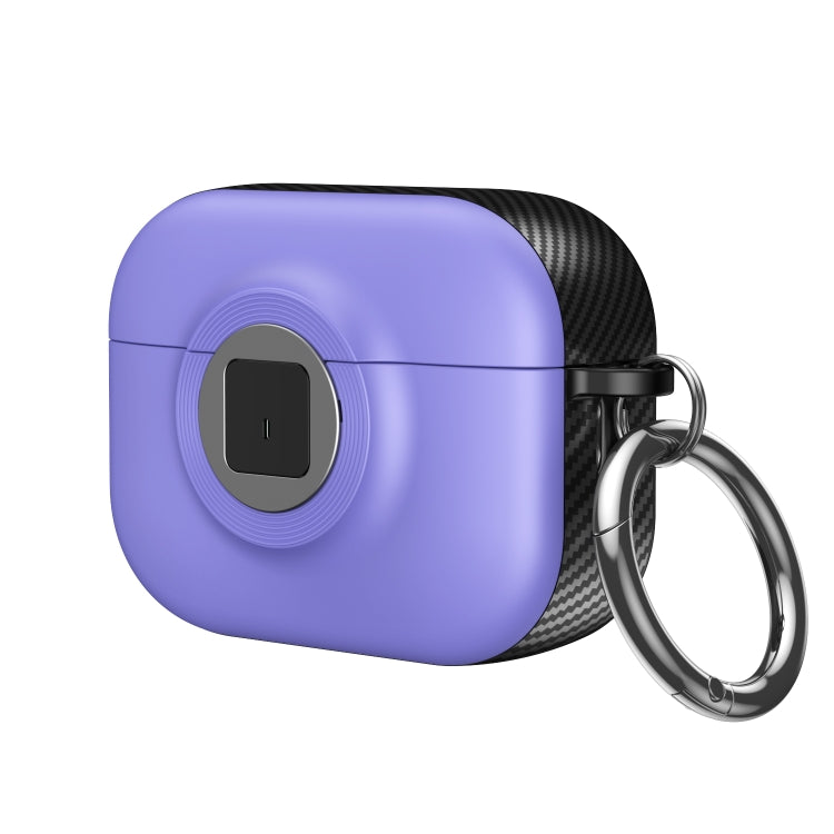 For AirPods Pro 2 Camera Series PC + TPU Headset Shockproof Carbon Fibre Case(Purple) - For AirPods Pro 2 by PMC Jewellery | Online Shopping South Africa | PMC Jewellery | Buy Now Pay Later Mobicred