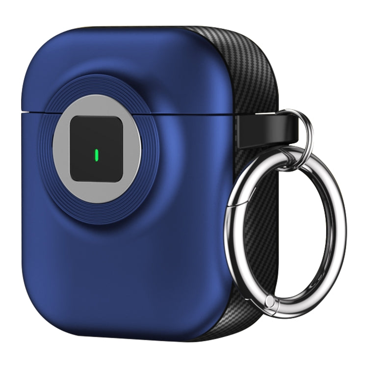 For AirPods 1 / 2 Camera Series PC + TPU Headset Shockproof Carbon Fibre Case(Blue) - For AirPods 1/2 by PMC Jewellery | Online Shopping South Africa | PMC Jewellery | Buy Now Pay Later Mobicred