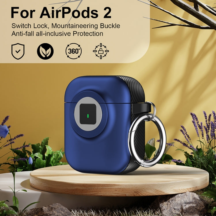 For AirPods 1 / 2 Camera Series PC + TPU Headset Shockproof Carbon Fibre Case(Blue) - For AirPods 1/2 by PMC Jewellery | Online Shopping South Africa | PMC Jewellery | Buy Now Pay Later Mobicred