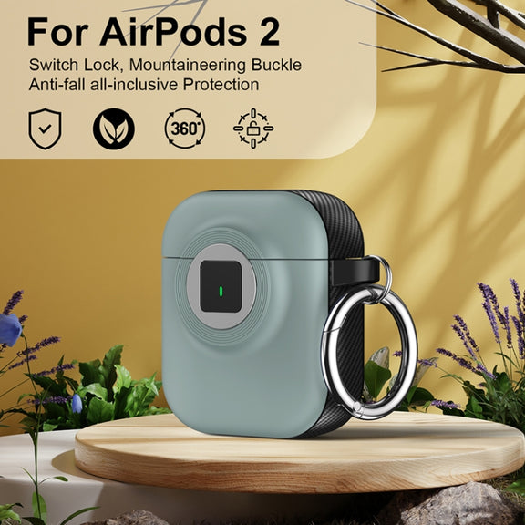 For AirPods 1 / 2 Camera Series PC + TPU Headset Shockproof Carbon Fibre Case(Light Green)