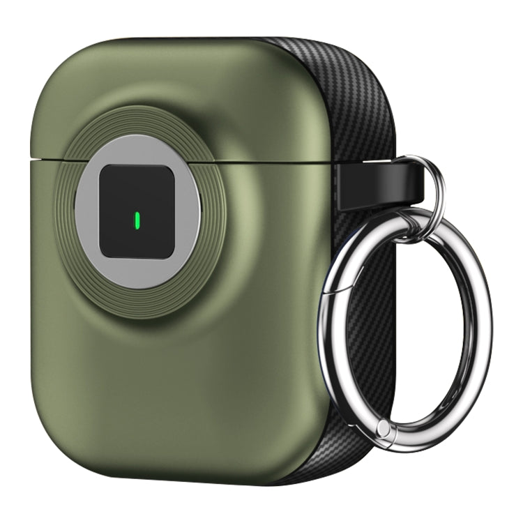 For AirPods 1 / 2 Camera Series PC + TPU Headset Shockproof Carbon Fibre Case(Green) - For AirPods 1/2 by PMC Jewellery | Online Shopping South Africa | PMC Jewellery | Buy Now Pay Later Mobicred