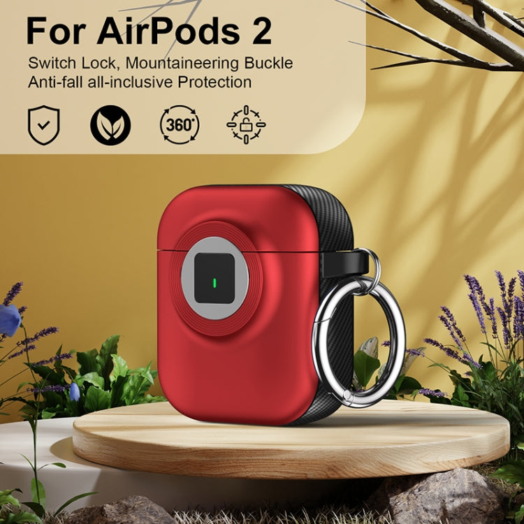 For AirPods 1 / 2 Camera Series PC + TPU Headset Shockproof Carbon Fibre Case(Red) - free shipping - PMC Jewellery - Order now!