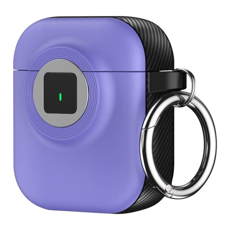 For AirPods 1 / 2 Camera Series PC + TPU Headset Shockproof Carbon Fibre Case(Purple) - For AirPods 1/2 by PMC Jewellery | Online Shopping South Africa | PMC Jewellery | Buy Now Pay Later Mobicred