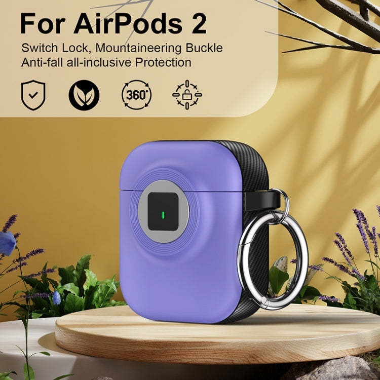 For AirPods 1 / 2 Camera Series PC + TPU Headset Shockproof Carbon Fibre Case(Purple)