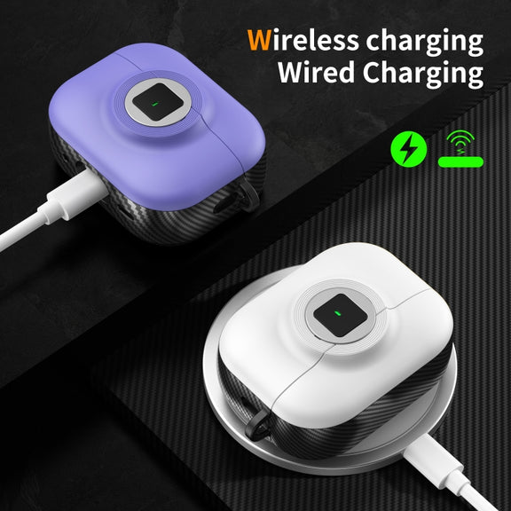 For AirPods 3 Camera Series PC + TPU Headset Shockproof Carbon Fibre Case(Yellow)