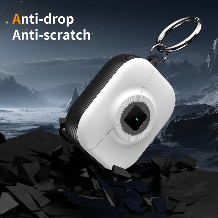 For AirPods Pro Camera Series PC + TPU Headset Shockproof Carbon Fibre Case(Black) - For AirPods Pro by PMC Jewellery | Online Shopping South Africa | PMC Jewellery | Buy Now Pay Later Mobicred