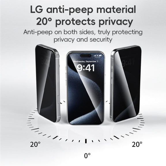 For iPhone 16 Pro Max ZGA 0.33mm 2.5D Anti-static Privacy Tempered Glass Film