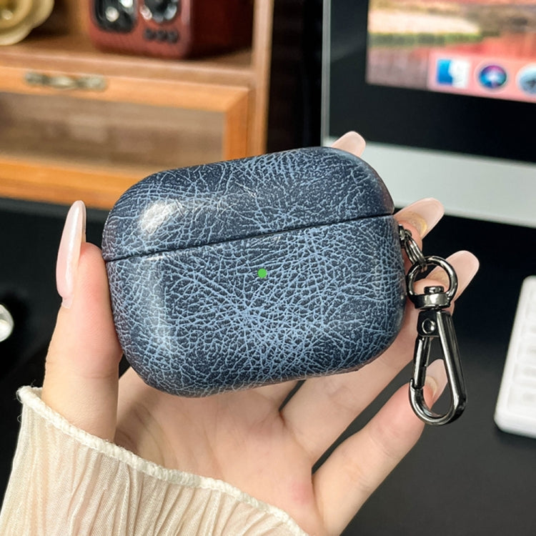 For AirPods Pro 2 Retro Oil Leather Bluetooth Earphones Protective Case(Blue) - For AirPods Pro 2 by PMC Jewellery | Online Shopping South Africa | PMC Jewellery | Buy Now Pay Later Mobicred