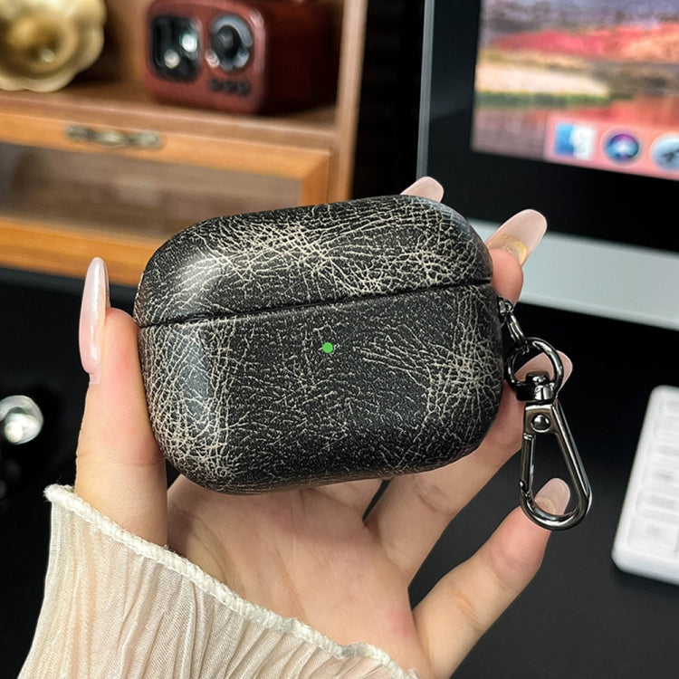 For AirPods Pro Retro Oil Leather Bluetooth Earphones Protective Case(Black) - For AirPods Pro by PMC Jewellery | Online Shopping South Africa | PMC Jewellery | Buy Now Pay Later Mobicred
