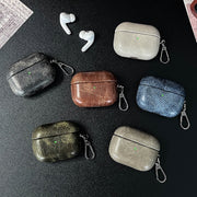 For AirPods 3 Retro Oil Leather Bluetooth Earphones Protective Case(Apricot)