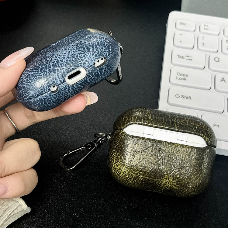 For AirPods Pro Retro Oil Leather Bluetooth Earphones Protective Case(Army Green) - For AirPods Pro by PMC Jewellery | Online Shopping South Africa | PMC Jewellery | Buy Now Pay Later Mobicred