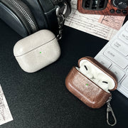 For AirPods 4 Retro Oil Leather Bluetooth Earphones Protective Case(Apricot)