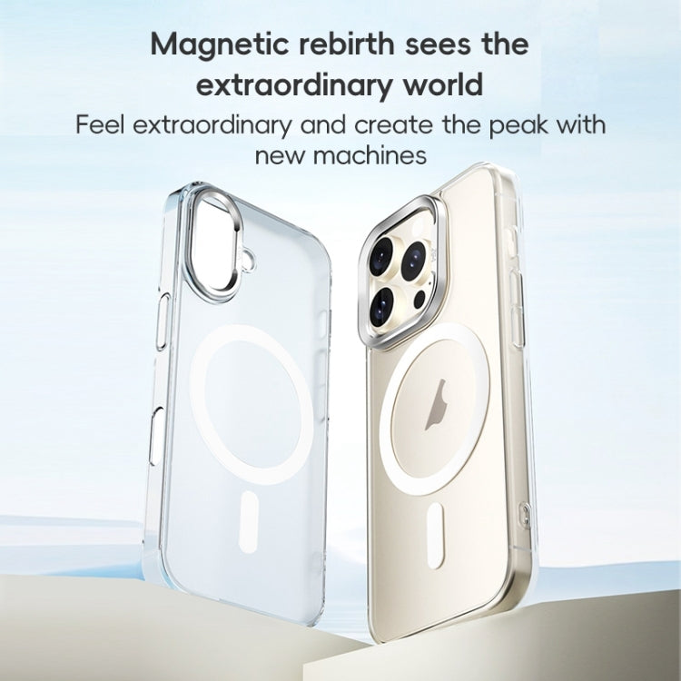 For iPhone 16 Pro ZGA Magsafe Clear PC Tempered Glass Phone Case(Frosted White)