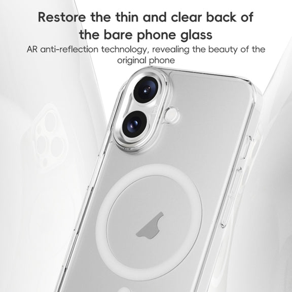 For iPhone 16 Plus ZGA Magsafe Clear PC Tempered Glass Phone Case(Frosted White)