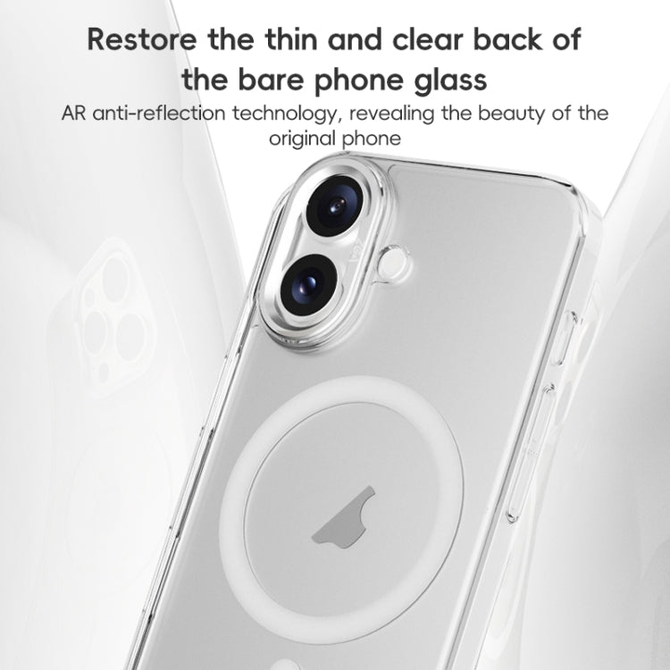 For iPhone 16 Pro Max ZGA Magsafe Clear PC Tempered Glass Phone Case(Frosted White)