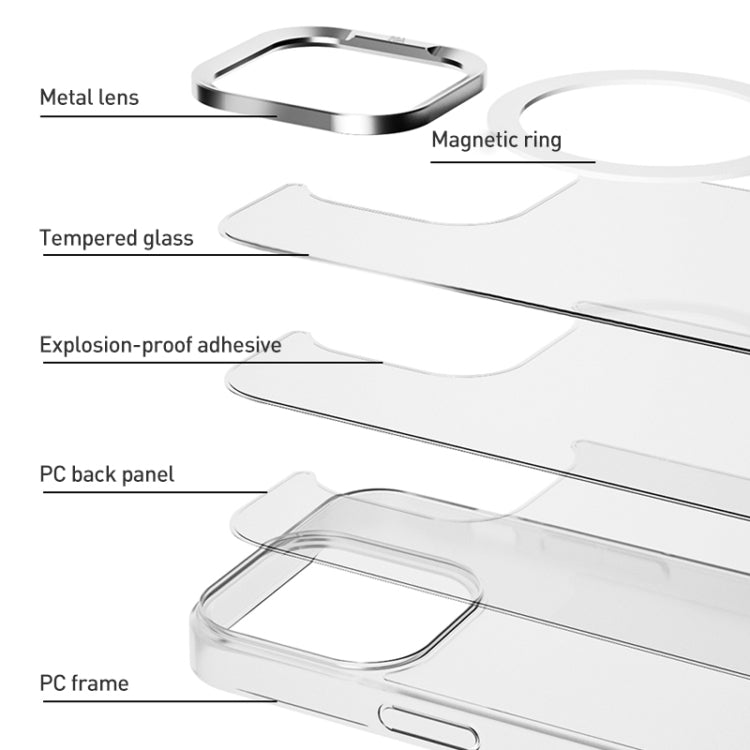 For iPhone 16 Pro Max ZGA Magsafe Clear PC Tempered Glass Phone Case(Transparent)
