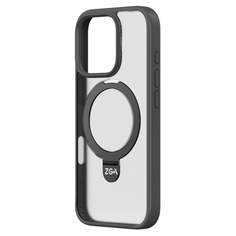 For iPhone 16 Pro ZGA Magsafe Holder PC Hybrid TPU Phone Case(Black) - free shipping - PMC Jewellery - Order now!
