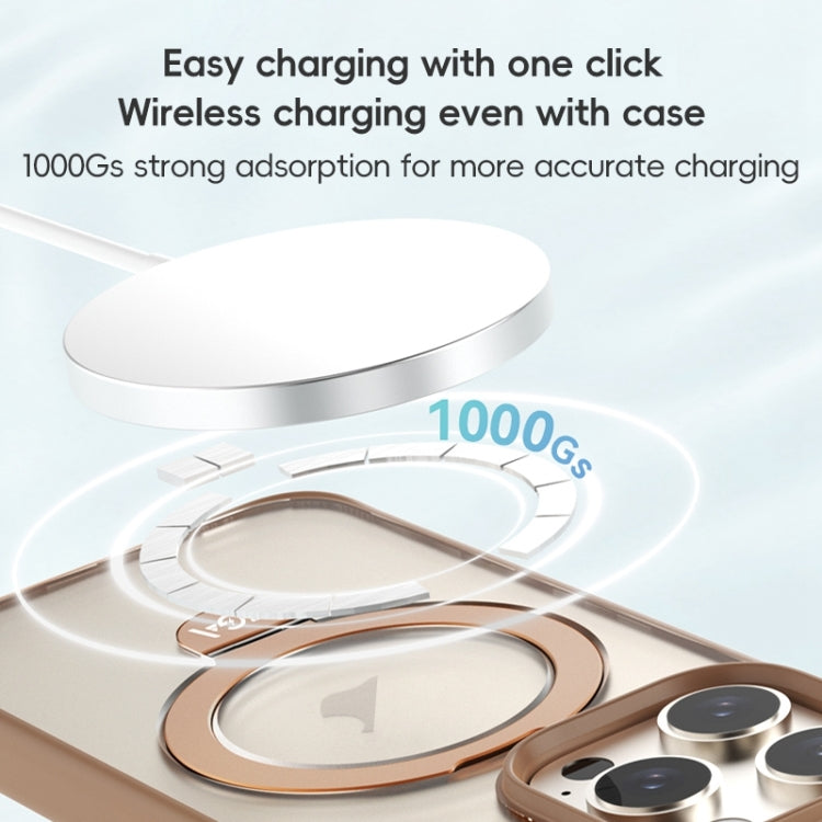 For iPhone 16 Pro Max ZGA Magsafe Holder PC Hybrid TPU Phone Case(Gold) - free shipping - PMC Jewellery - Order now!