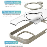 For iPhone 16 Pro ZGA Magsafe Holder PC Hybrid TPU Phone Case(Grey)