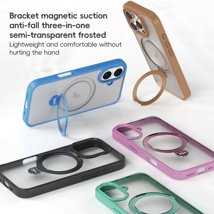 For iPhone 16 Plus ZGA Magsafe Holder PC Hybrid TPU Phone Case(Pink) - free shipping - PMC Jewellery - Order now!
