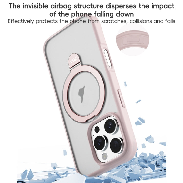 For iPhone 16 ZGA Magsafe Holder PC Hybrid TPU Phone Case(Pink) - free shipping - PMC Jewellery - Order now!