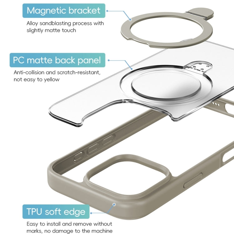 For iPhone 16 Plus ZGA Magsafe Holder PC Hybrid TPU Phone Case(Black)