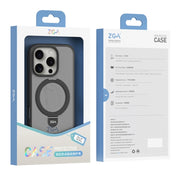 For iPhone 16 ZGA Magsafe Holder PC Hybrid TPU Phone Case(Blue)