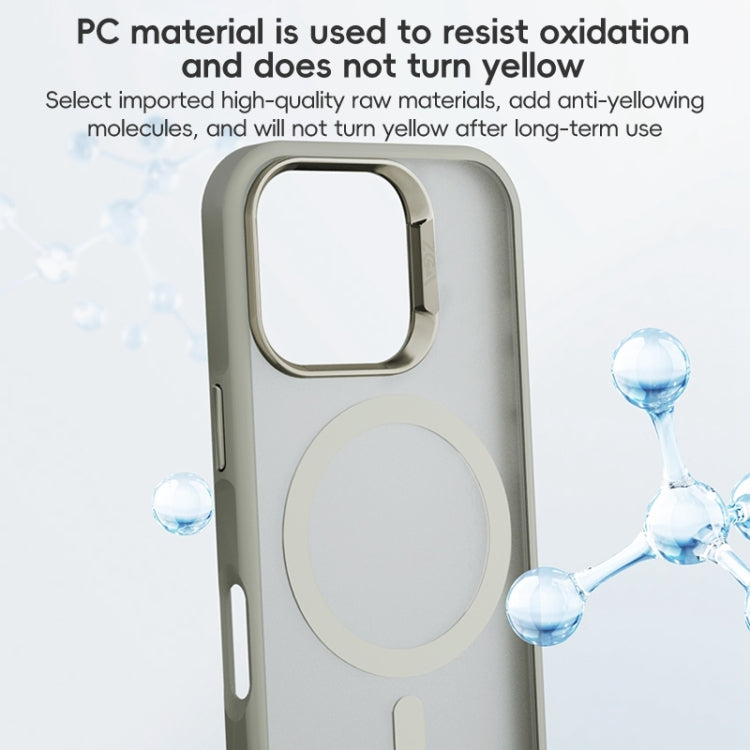 For iPhone 16 ZGA Magsafe Frosted PC Hybrid TPU Phone Case(Black)