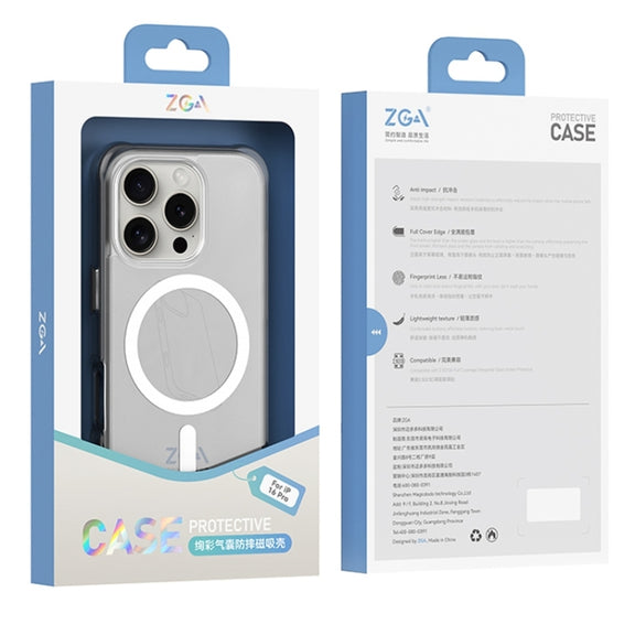 For iPhone 16 Pro ZGA Colorful Airbag Magsafe PC Hybrid TPU Phone Case(Grey)