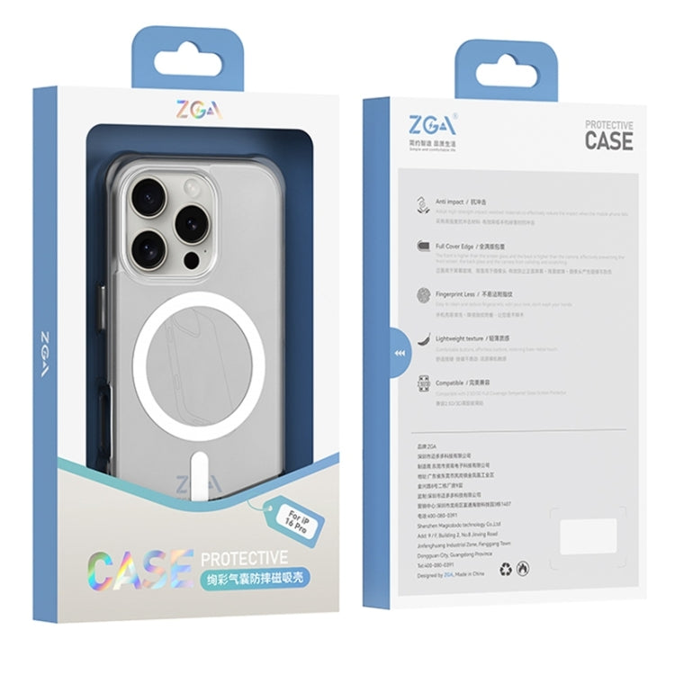 For iPhone 16 Pro ZGA Colorful Airbag Magsafe PC Hybrid TPU Phone Case(Grey)