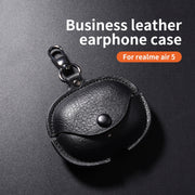 For Realme Buds Air 5 Pro Leather Earphone Protective Case with Hook(Green)