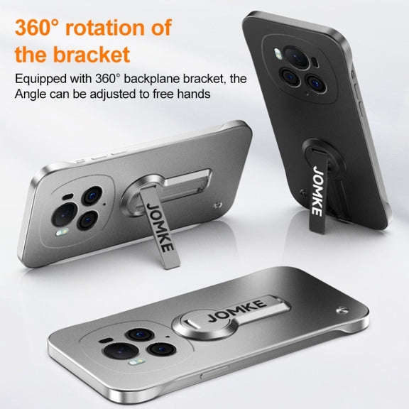 For Honor Magic6 Pro Baking Varnish 360 Rotate Holder No Frame PC Phone Case(Silver)