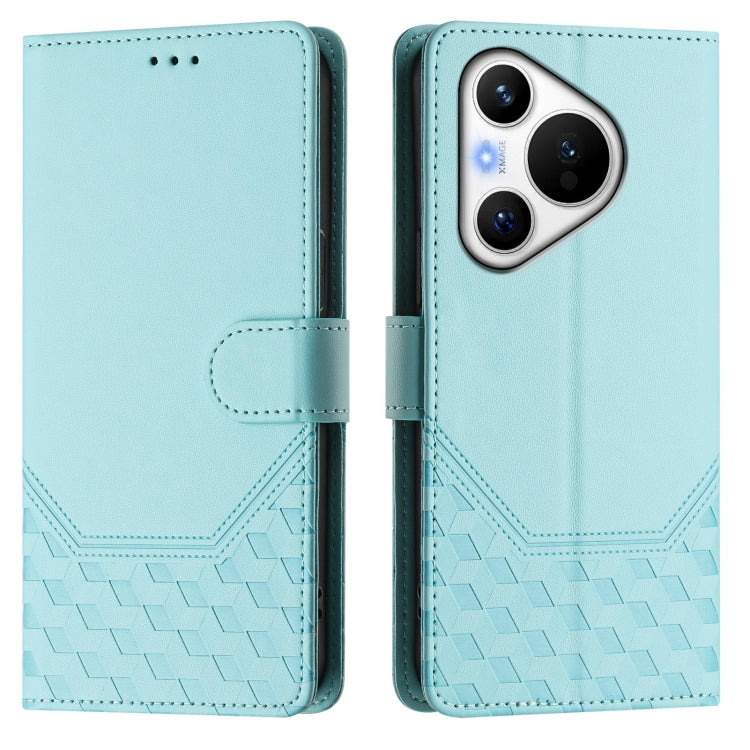 For Huawei Pura 70 Honeycomb Embossing RFID Leather Phone Case(Mint Green) - Huawei Cases by PMC Jewellery | Online Shopping South Africa | PMC Jewellery | Buy Now Pay Later Mobicred