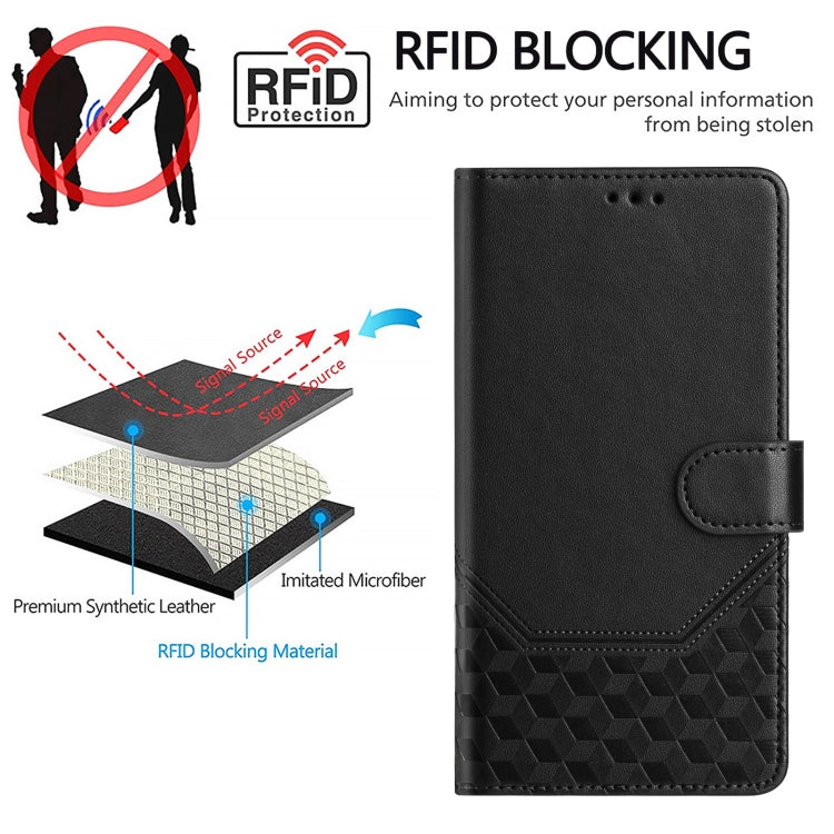 For Huawei Pura 70 Honeycomb Embossing RFID Leather Phone Case(Black) - free shipping - PMC Jewellery - Order now!