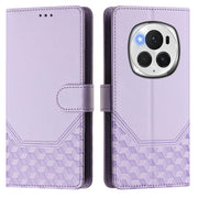 For Honor Magic6 Pro 5G Honeycomb Embossing RFID Leather Phone Case(Light Purple)