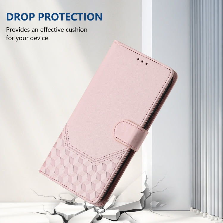 For Samsung Galaxy S25 5G Honeycomb Embossing RFID Leather Phone Case(Pink) - Galaxy S25 5G Cases by PMC Jewellery | Online Shopping South Africa | PMC Jewellery | Buy Now Pay Later Mobicred