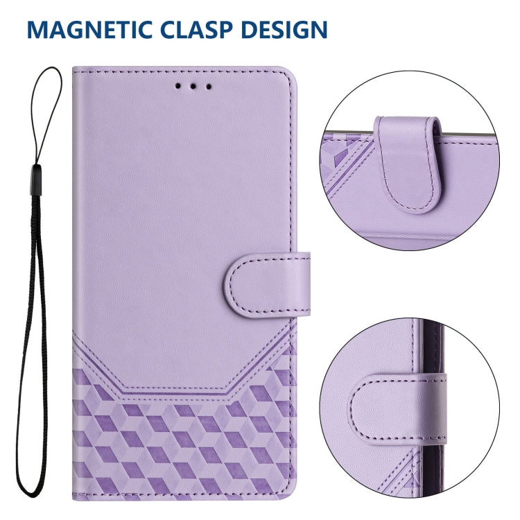 For Samsung Galaxy S25 5G Honeycomb Embossing RFID Leather Phone Case(Light Purple) - free shipping - PMC Jewellery - Order now!