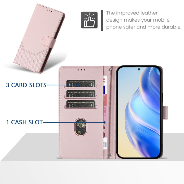 For Samsung Galaxy S25+ 5G Honeycomb Embossing RFID Leather Phone Case(Pink) - Galaxy S25+ 5G Cases by PMC Jewellery | Online Shopping South Africa | PMC Jewellery | Buy Now Pay Later Mobicred