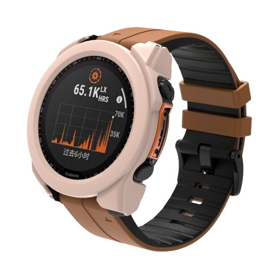 For Garmin Fenix 8 AMOLED 51mm Tempered Glass Film Integrated PC Watch Protective Case(Pink)